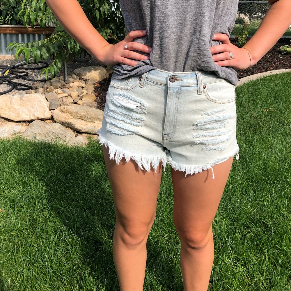 High waist washed out shorts